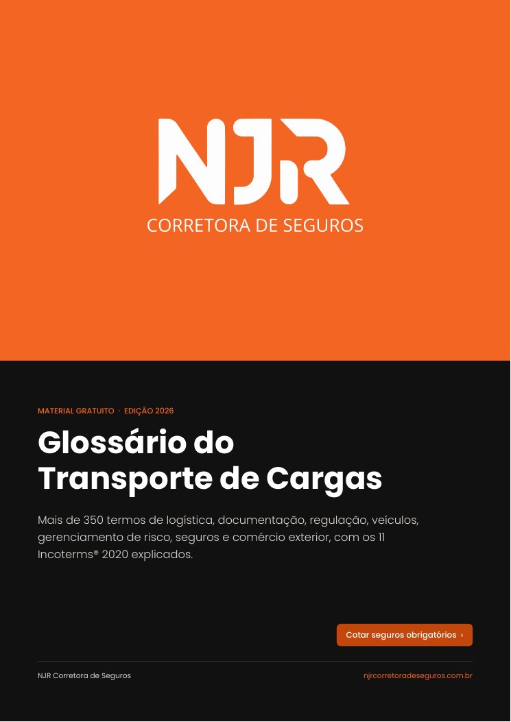 Capa do Glossário do Transporte de Cargas da NJR Corretora de Seguros